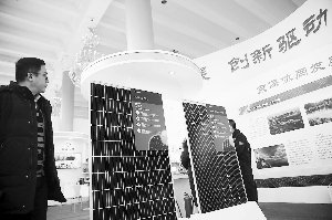 政府工作报告提出，推动重大风险防范化解取得明显进展。全国两会期间，代表委员们认为，打好防范化解重大风险攻坚战，防控金融风险是重点，要牢牢守住金融安全底线，更好地服务实体经济。图为参观者在北京国际金融博览会上观看太阳能光伏发电组件。CNSPHOTO提供